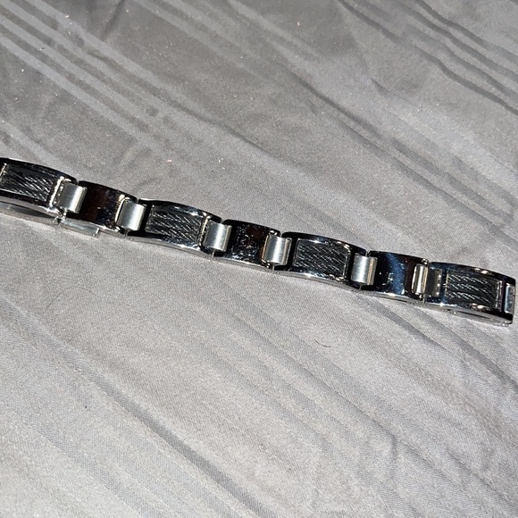 Mens bracelet STAINLESS STEEL 8.5” beautiful silver & black FINAL REDUCED PRICE - Picture 11 of 15